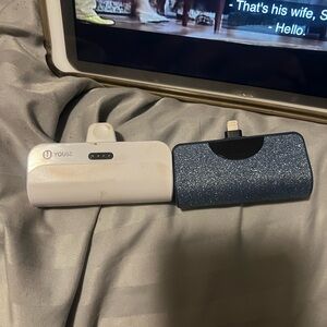 White and Blue Portable Chargers